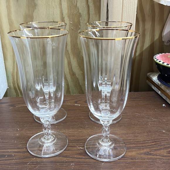 Oneida Dining Set Of 4 Oneida Crystal Chateau Gold Trim 8 4 Iced